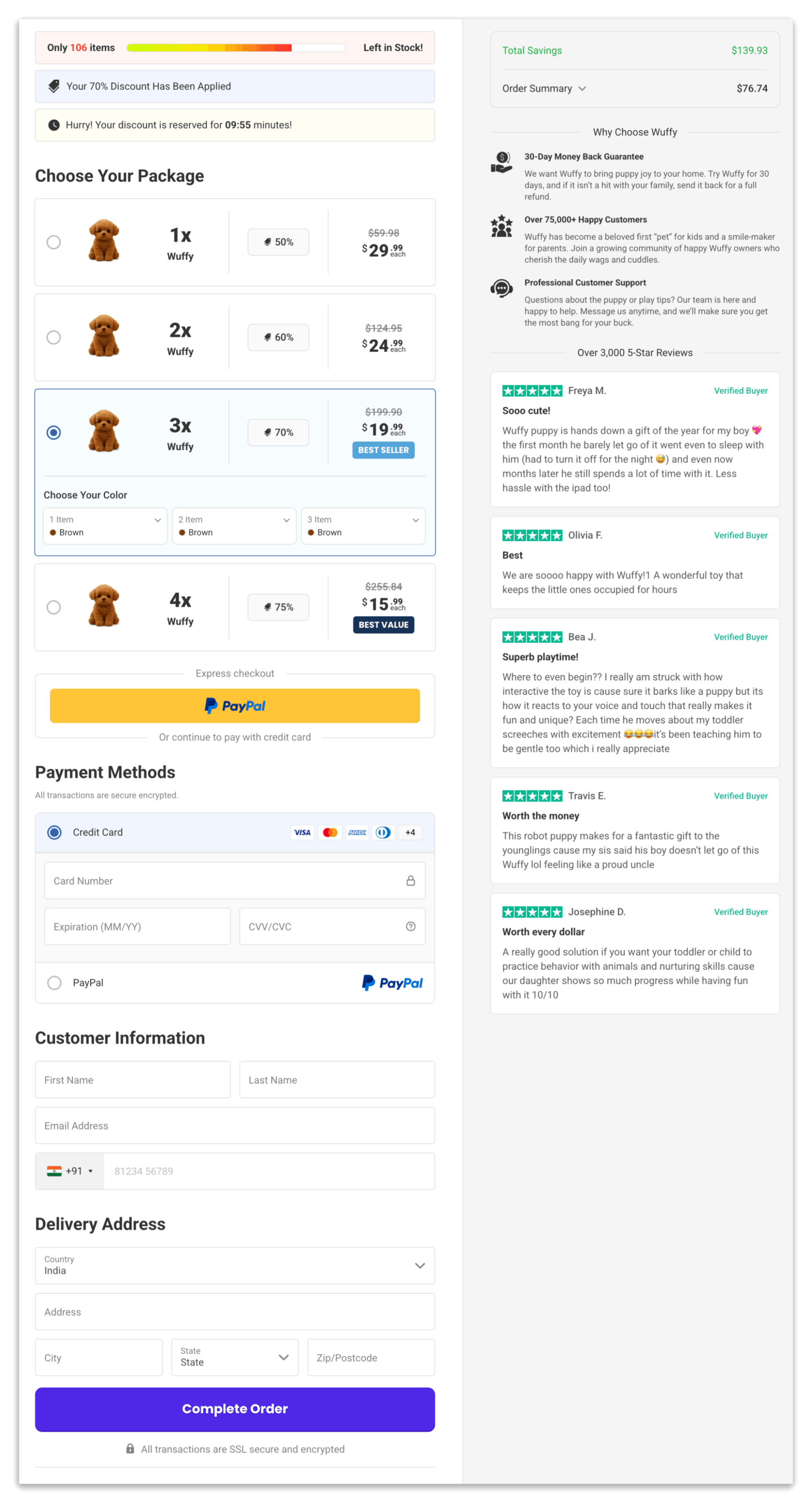 Nicco Robot Puppy checkout page